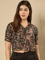 Blue Rayon Ladies Tops Western