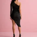 Black Polyester Ladies Bodycon Dress, Western Wear, one piece